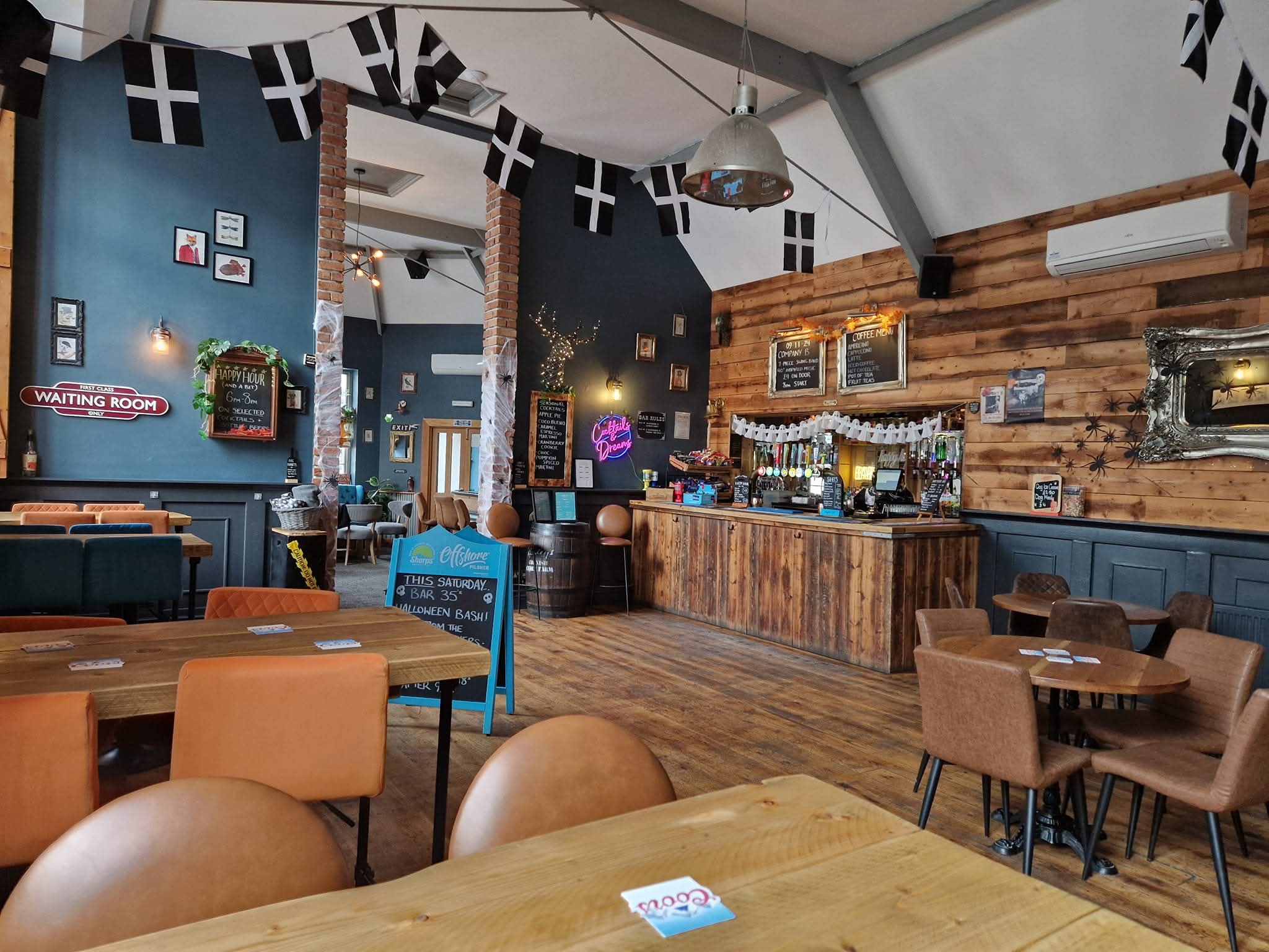 Bar 35 Main Hall with Cornish Flags